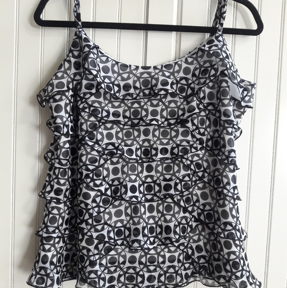 WHBM geometric-print ruffle tank